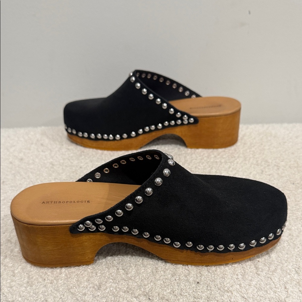 By Anthropologie Women’s Studded Wood-Bottom Clogs Size 7/37 - Picture 6 of 9